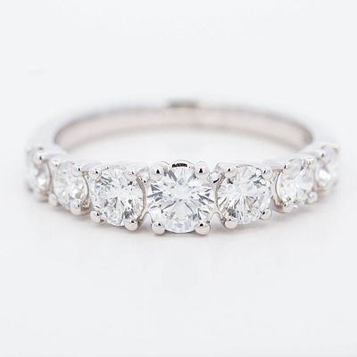 10KWG 1.25ctw Half Eternity Lab Diamond Band, 7. Metal: 10 K white gold 
Diamonds: Seven 