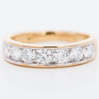 10KYG 1.00ctw Channel-Set Half-Eternity Lab Diamond Band, 7. Metal: 10 K yellow gold with 