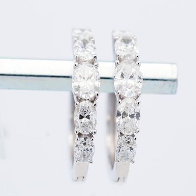 14K WG 1.50ctw 5-Stone Oval Brilliant Huggies. 14K White Gold Huggies 1.50ctw 5-Stone Oval 