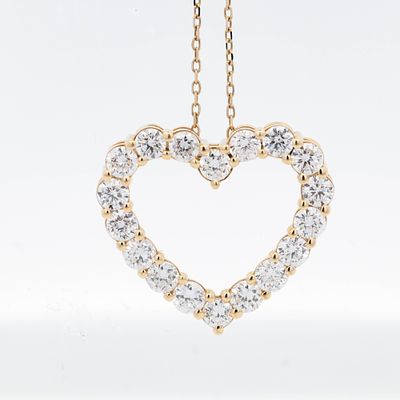 10KYG 2.00ctw Lab Grown Diamond Heart Pendant Necklace. 10K Yellow Gold necklace and pendant 