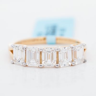 14KYG 2.00ctw 5 Stone Emerald Cut Lab Diamond Band, 7. 14K Yellow Gold Tapered Band 2.00ctw 5 