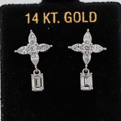 14KWG 1.50ctw Lab Grown Diamond Drop Earrings. 14KWG 1.50ctw Lab Grown Diamond Earrings 2.9 