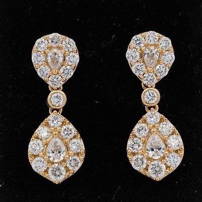 14KYG 2.50ctw Lab Grown Diamond Drop Earrings 6 grams Friction backs 26mm from post to 