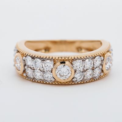 14K Yellow Gold Milgrain Band with 1.62 ctw Lab-Grown Diamonds, 6.75. Type of Jewelry: 