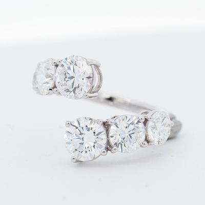 14KWG 7.00ctw Lab-Grown Diamond Bypass Ring, 7. Type of Jewelry: Contemporary bypass dress ring 