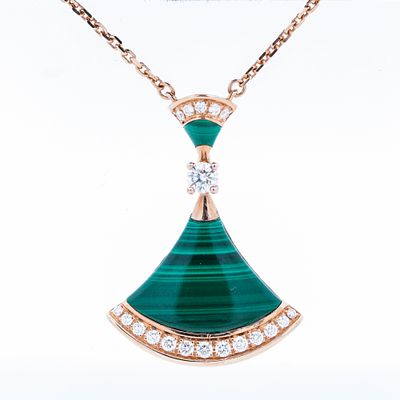 18KRG BVLGARI Divas’ Dream Diamond & Malachite Necklace, 17". A signature piece from BVLGARI’s