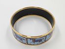 Hermes Blue Tones Horse Enamel Cloisonne Bangle with Box & Storage Pouch. Hermes Blue Tones Image - 3