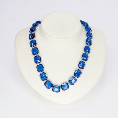 18KYG Baccarat Faceted Blue Crystal Link Rivière, 18". • Weight – 60.3 g 
• Material – 18 karat 