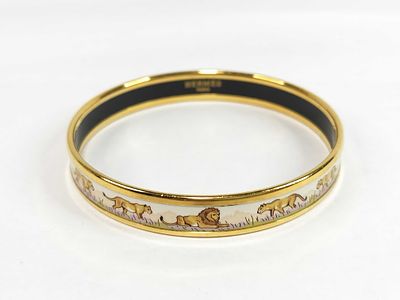 Herm&egrave;s Emaille PM Animal Motif Bangle Bracelet Lions Leo Enamel. Authentic Herm&egrave;s enamel bangle 