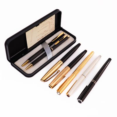 Group of Antique Fountain Pens and other writing utensils. 1 Mont Blanc that was nice and was 