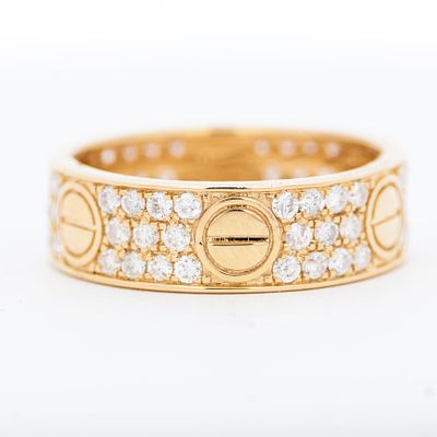 18k YG 1 Carat Natural Diamond 'Love' Style Ring Size 7.5. 18k YG 1 Carat Diamond 'Love' Style 