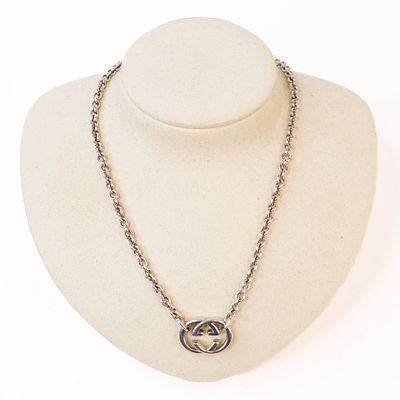 925 Sterling Silver Gucci GG Chain necklace 17" 28.6 grams total weight.