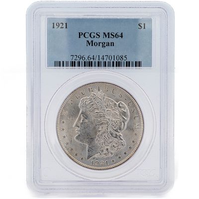 1921 MS 64 Morgan Silver Dollar PCGS Graded