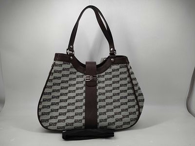 BALENCIAGA BB Logo Canvas Tote Bag. Canvas tote bag featuring an allover BB logo pattern. Having 