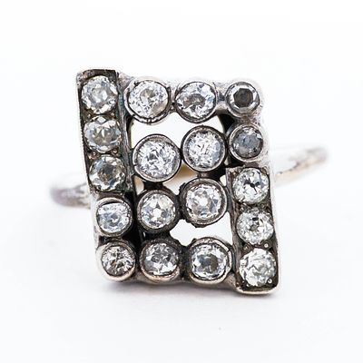 14K White Gold Antique 2.00ctw Natural Diamond Cocktail Ring - Size 9.5. 14K White Gold Antique 