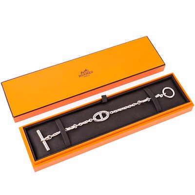 Hermes Farandole Bracelet Sterling Silver 925 7" Chaine dAncre Links. Authentic Hermes Farandole 