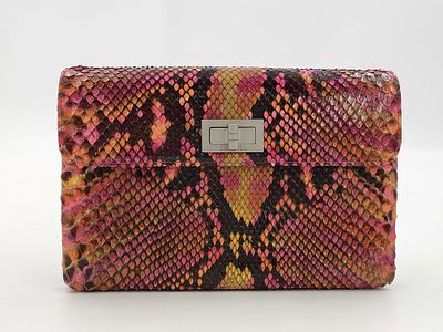 Chanel 2.55 Python Clutch Bag. Authentic Chanel 2.55 Python Clutch Bag in Multicolor genuine 