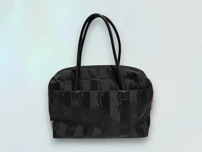 Vintage Yves Saint Laurent Black Leather & Nylon Chic Handbag. Authentic Yves Saint Laurent 