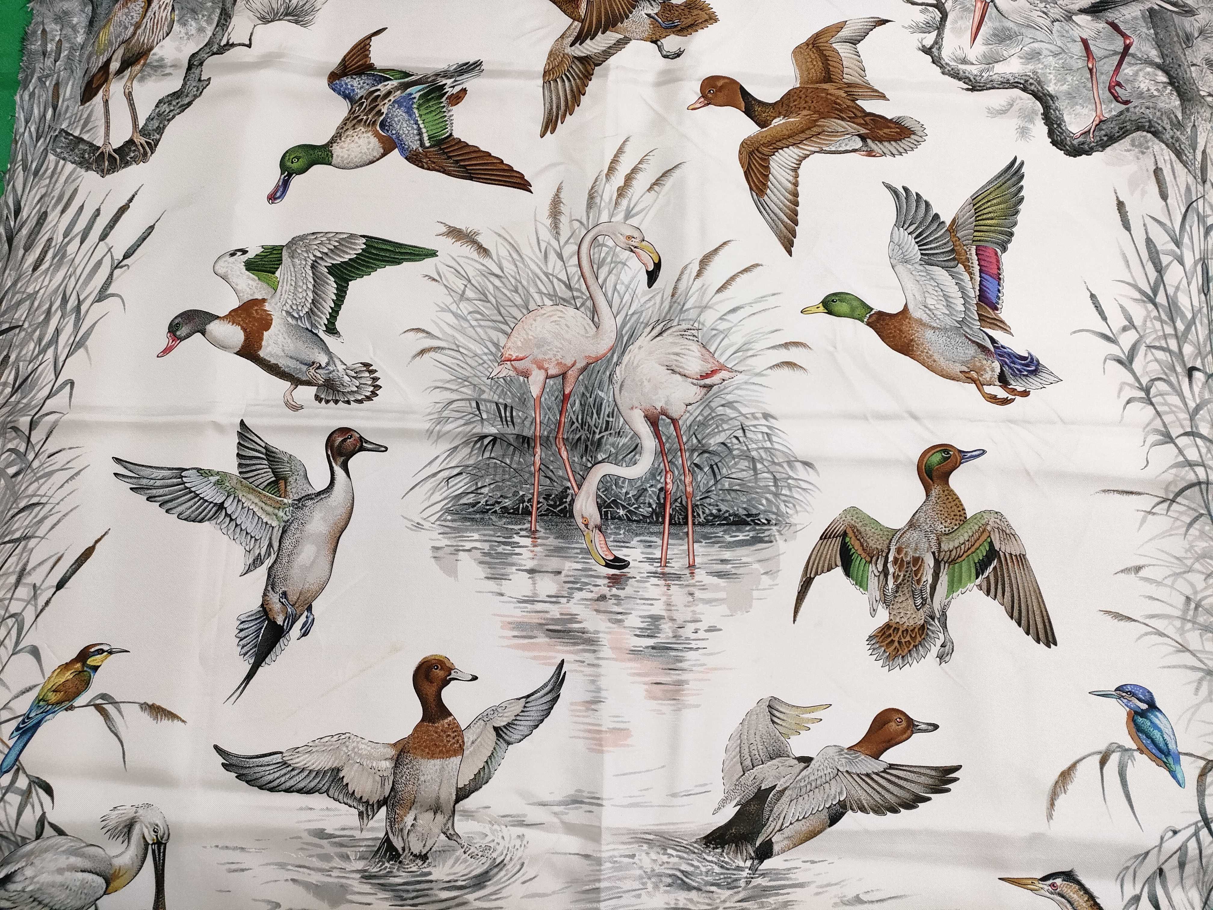 Lot 279 - Hermès Halte en Camargue silk scarf in green 90 cm