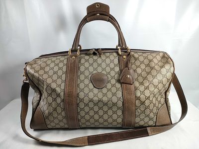 Gucci GG Canvas & Leather Boston WAY Boston Bag. Authentic Gucci GG Canvas &amp; Leather Boston 