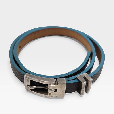 Paul Smith 925 Sterling Silver Buckle Leather Bracelet. Authentic Paul Smith 925 Sterling Silver 
