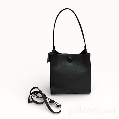 Coach 2-Way Leather Shoulder Bag. Authentic Coach shoulder bag crafted of black leather. Bag 