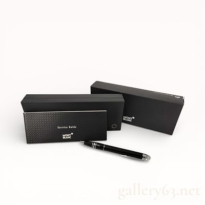 Montblanc Black Resin Rotary Ballpoint Pen With Clear Dome Finial and Box. Authentic Montblanc 