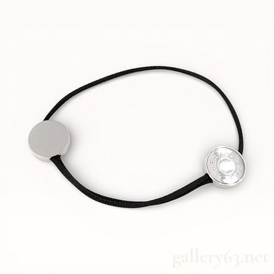 Authentic Hermes Tournis Palladium and Cord Bracelet 7 inch. Authentic Hermes Tournis cord 