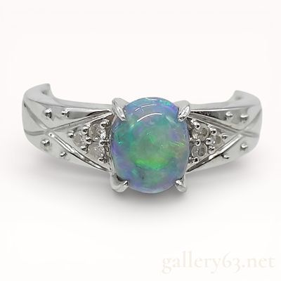 1.25 CT Australian Black Opal Ring in Platinum with Diamonds sz 6.25. 1.25 Carat cabochon cut 