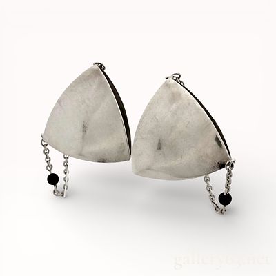 Georg Jensen Black Stone Chain Sterling Silver Earrings Chain & Onyx #203B. Authentic Georg 