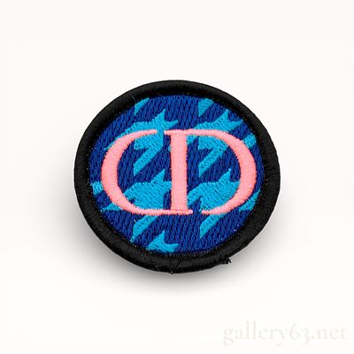 Dior CD Logo Houndstooth Embroidered Pinback Badge. Authentic Dior pinback badge featuring a 