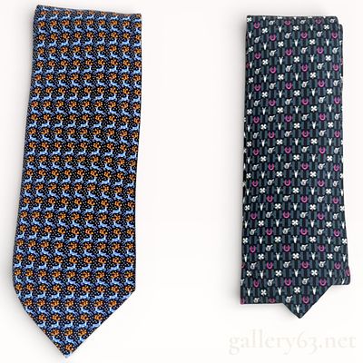 Hermes All-Over Pattern Silk Tie Set of Two. Authentic Herm&egrave;s tie set featuring two silk 