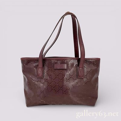 Gucci GG Imprime Joy tote bag in Burgundy Coated Canvas & Leather. Authentic Gucci GG Imprime 