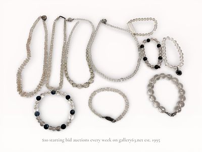 Estate Jewelry Lot: Sterling Silver Hardware, Estate Quartz and Crystal 10-Piece Jewelry Collection