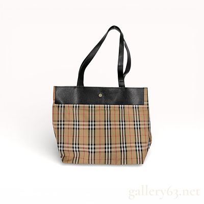 Burberry Plaid Canvas Tote Bag. Authentic Burberry tote bag featuring a structured rectangular 