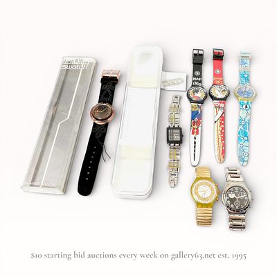 Swatch Wristwatches, Group of Seven, Including Boxes. Group of seven Swatch wristwatches for men 