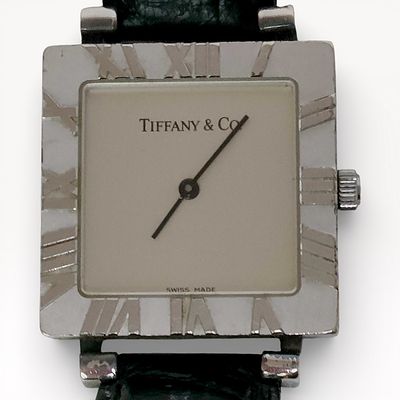 Tiffany & Co. Atlas Women’s Wristwatch Sterling Silver 28mm with Roman Numeral Dial and Leather 