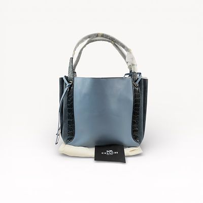 Coach Harmony Hobo Tote Bag 53355 with Snakeskin Trim in Blue Leather. Authentic Coach Harmony 