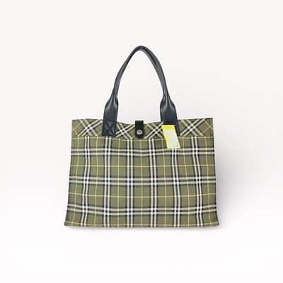 Burberry Blue Label Canvas Tote Bag in Khaki Nova Check. Authentic Burberry Blue Label tote bag 