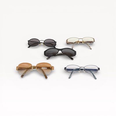 Designer Eyewear Five-Piece Set Including Gucci, Fendi, Burberry, Calvin Klein, and Armani. Authe 