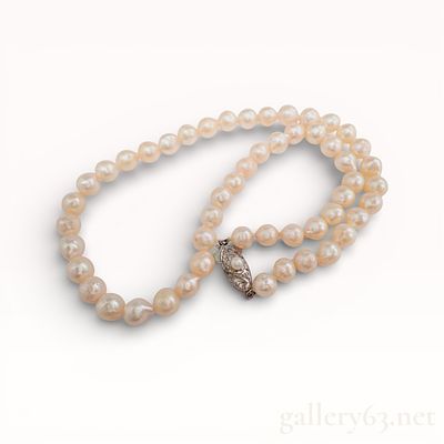 Semi-Round Pearl Necklace. Authentic Pearl necklace made up from a single strand of 