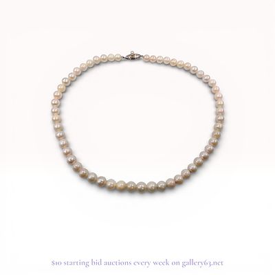 Cultured Pearl Strand Necklace – Approx. 7mm Pearls with Sterling Silver Clasp 29.3 grams. Estate 