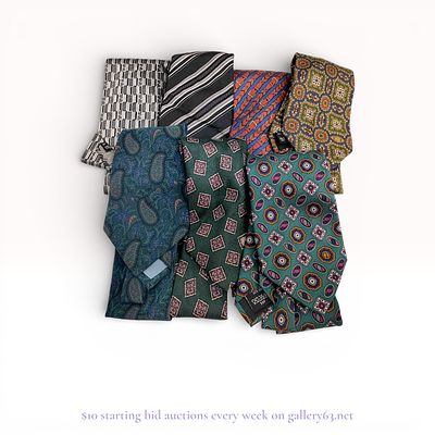 Luxury Designer Silk Tie Lot – Hermes, Fendi, Dunhill & YSL (7 Pieces). Estate lot offered as 