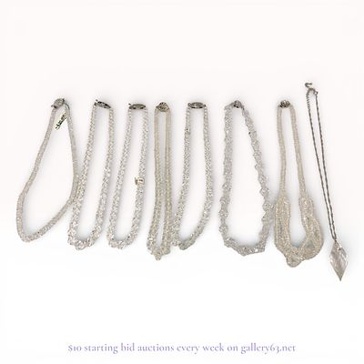 Crystal Necklaces with .925 Silver Fittings - Lot of 8, Jewelry Collection. Authentic crystal 