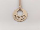 FENDI Circle Logo Keychain 17cm Gold tone & pastel pink very cute. Authentic Fendi gold-tone Image - 3