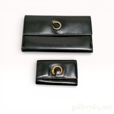 Cartier Panther Wallet Set group of 2. authentic cartier panther wallet set including one long 