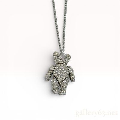 Christian Dior Articulated Teddy Bear Necklace. Authentic Christian Dior silvertone metal and 