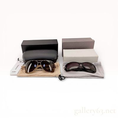 Chanel & Dior Sunglasses Set of Two with Cases. Authentic Chanel and Dior Set featuring two 