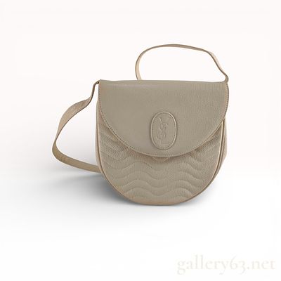 Vintage YSL Yves Saint Laurent Cassandra Logo Ivory Color Leather Shoulder Bag. Authentic rare 