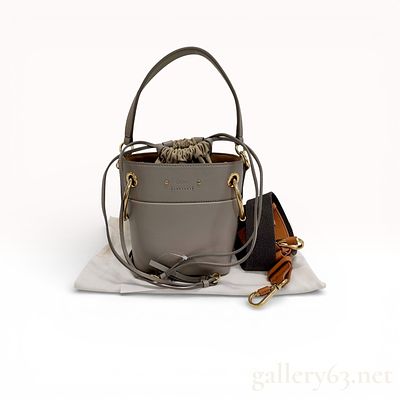 Chlo&eacute; Roy small bucket bag in motty grey smooth calfskin leather. Authentic Chlo&eacute; Roy shoulder 